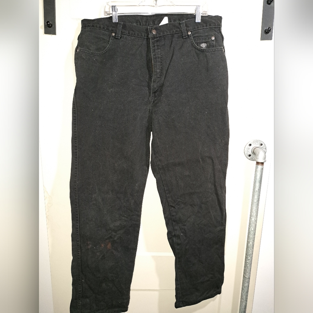Vintage harley davidson black denim pants